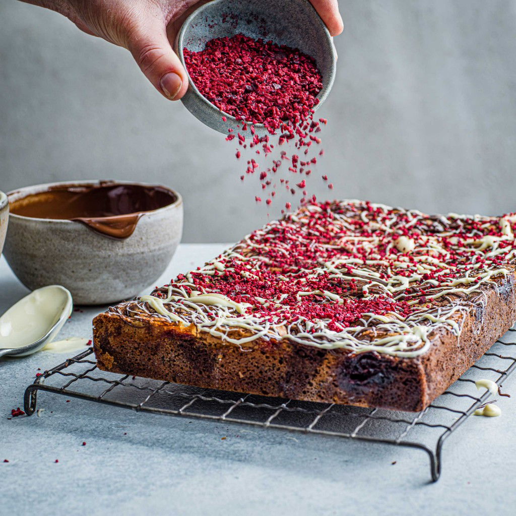 black forest brownie tray bake 01
